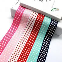 NEW 25MM 1" Grosgrain Ribbon Hot Stamping Printed Heart-shaped For DIY Hairbows