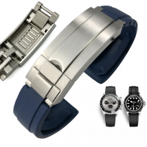 20mm 21mm 19mm 18mm High Quality Rubber Silicone Watch Band for Role Rolex Yacht Master Daytona Submariner Glide Lock Buckle