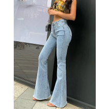 Women High Waist Flare Jeans Pants Vintage Skinny Ladies Jeans Women Fashion Stretch Denim Trousers Plus Size Wide Leg Jeans