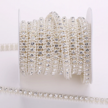 30 designs choose Ivory ABS Pearl Crystal Rhinestone Chain Sewing Banding Trim Wedding party jewelry handwork Supply
