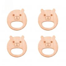 Let's Make 10pc Baby Wooden Teether Beech Wood Cartoon Teething Toys Montessori Inspired Nursing Pendant Baby Teether