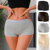 3Pcs Women's Panties Cotton Seamless Sports Boxers Underwear Female Solid Color Briefs Lingerie Intimate Underpant Finetoo S-XXL