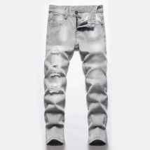 Jeans Boys Straight Ripped Children Washed Distressed Pockets Stretch Casual Denim Trousers Big Kids Streetwear 2025 Hole Pants