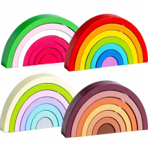 New Kids Montessori  Arch Bridge Rainbow Building Blocks Wooden Toys Baby Early Education Color Cognitive Blocks Toy