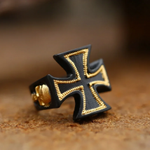 BEIER World War II Iron Cross Man's Stainless Steel Fashion Ring German Army Iron Cross /Skull Ring Personality BR8-760 US Size