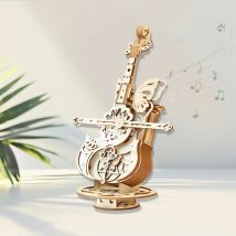 3D Puzzle Wooden Cello Model DIY Assembly Pinao Music Box Building Kits STEM Toys Crafts Gift for Adults Teens Kids