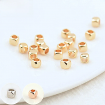 (2920)20PCS 3x2.5MM 4x4MM 24K Gold Color Plated Brass Square Spacer Beads High Quality Diy Jewelry Accessories