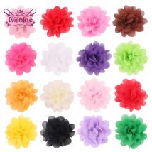 Nishine 2" 20pcs/lot Mini Chiffon Fabric Flowers for Women Girl Headband Hair Clips Diy Clothes Caps Headwear Accessories