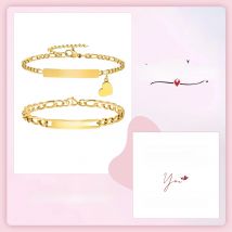 Free Personalized Custom Heart Bracelets for Women Men,Engraving Name Date ID Couple Bracelet for Lover,Valentine's Day Gift