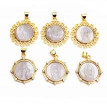 Virgin Mary pendant charms micro zircon Gold plated pendant DIY bracelet maked fittings necklace accessorie