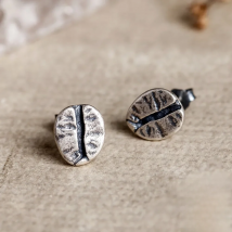 925 Sterling Silver Coffee Beans Stud Earrings Men Punk Earrings Vintage Party Wedding Silver Jewelry for Girls Women Jewelry