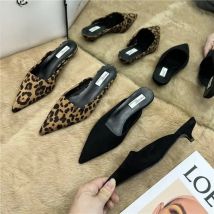 Spring Pointed Toe Mules Fashion Leopard Print Women Slippers Casual Women's Shoes Women Low Heels Elegant Ladies Outdoor Slide