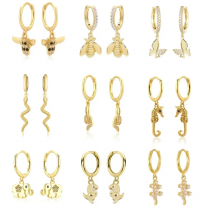 Silver Gold Color Bee Animal Pendant Drop Earring Women Fashion Jewelry for Party Crystal Zircon Rock Punk Wedding Creole