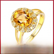 JoiasHome  925 Sterling Silver Ring For Women With Big Oval Yellow Citrine Gemsone Zircon Women Party Wholesale Gift