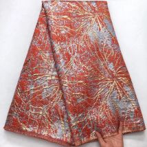 5Yards Brocade Jacquard Lace Fabric, Floral Pattern Design, 2025 African Ethnic Traditional Material For Evening Dress