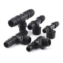 5pcs 1/2" 3/4" Threaded Tee Connectors 16 20 25mm PE Irrigation Pipe Connector Micro Irrigation System Water Pagoda Connectors