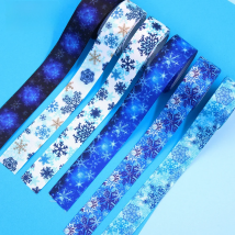 25mm Blue snowflake gosgrain Ribbon 10 Yard  Christmas DIY Handmade Accessories Headdress Gift Packaging Decoration
