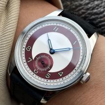 38mm NEW PIERRE PHILIPPE Formal watch Red Dial Ultrathin Retro Arrow Pilot Watch Men Mechanical Manual Hand Wind Watch ST17