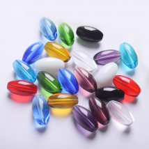 10pcs Oval Shape 19mm x 10mm Glossy Crystal Glass Loose Beads For Jewelry Making DIY Crafts Findings