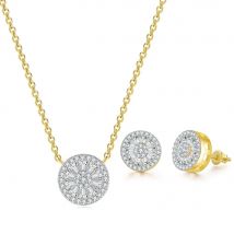 Simple Jewelry Sets for Women Elegant Round Crystal Gold Color 2 Pieces Necklace Earrings Female Accessories Dropshipping S568