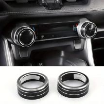 For Toyota RAV4 WILDLANDER 2020-2025 2pcs Aluminum Air Conditioner Climate Control Knob Cover Radio Volume Button Ring Cover