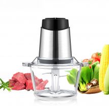 BioloMix 1.8L Glass Bowl Food Processor Chopper Two Speeds Meat Grinder For Baby food Vegetables Onion Garlic