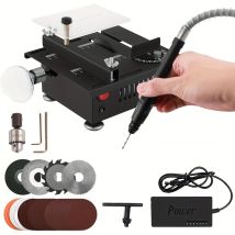 Mini Sierra de Mesa Multifuncional de 6000 RPM, Sierra de Mesa Portátil para Cortar Madera, Cortadora de Escritorio, Máquina de Grabado, Herramienta de Sierra de Mesa Ajustable