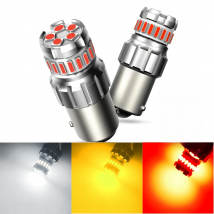 AUXITO 2Pcs P21W LED Red 1156 BA15S LED Bulbs Canbus Error Free White Yellow 12V for Car Signal Lamp Stop Tail Reverse Lights
