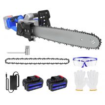 16 Inch Cordless Electric Chainsaw with 2 Battery and Charger,Brushless Handheld Powered Chainsaw for Wood Cutting Tree Pruning