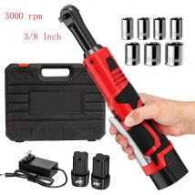 18V Cordless Right Angle Electric Wrench 3000 rpm 3/8 Inch Ratchet Wrench Disassembly Nut Car Maintenance Tool with LED Lights