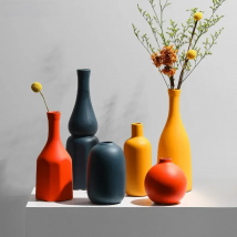 Orange Yellow Blue Nordic Ceramic Dried Flower Vase Decoration Guest Restaurant Ornaments Home Decoration accessories gift