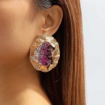 ZAA Vintage Women Jewelry Trend Rhinestone Geometric Earrings Personalized Holiday Party Accessories Fashion Girl Gifts