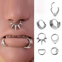 1pc Spike Moon Hinged Septum Piercing Lip Ring Stainless Steel Cartilage Tragus Daith Helix Piercing Earrings Body Jewelry 16G