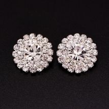 Clear Rhinestone Buttons Clothing Women Coat Sweater Cardigan Sewing Needlework 20MM 6PCS/Lot Silver Color Shank Back KD173-1