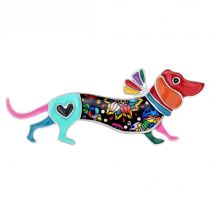 Bonsny Alloy Enamel Collar Dachshund Dog Brooches Cartoon Animal Jewelry Women Girls Pin For Scarf Clothes Decoration Gift Party
