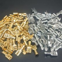 100pcs 4.8mm/6.3mm Gold Brass Car Speaker Electric Wire Connectors Set Female male Crimp Terminal Connector