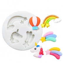 Unicorn Meteor Rainbow Hot Air Balloon Silicone Sugarcraft Mold Chocolate Cupcake Baking Mold Fondant Cake Decorating Tools