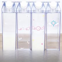 My 1000ml Creative Cute Plastic Clear Milk Carton Water Bottle Fashion Transparent Juice Water Cup For Girls BPA Free Drinkware