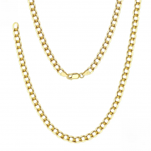 Rinntin 18K Gold Over 925 Sterling Silver 3mm/5mm Italian Diamond Cut Cuban Link Curb Chain Necklace for Women Men Jewelry SC60