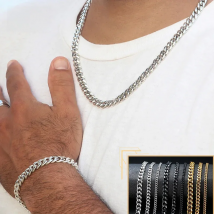 Vnox 18-70cm Curb Chain Necklaces 3-11mm Men's Miami Cuban Link Classic Punk Heavy Metal Stainless Steel Long Women Necklace