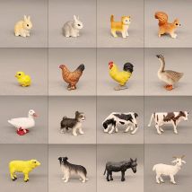 Farm Animal Poultry Mini Dog Cow Sheep Model Fairy Garden Miniature Chickens Duck Goose Rabbit Decor Action Figure Figurine Toys