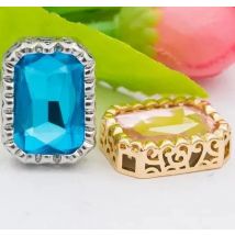 Rectangle Octagon Glass Rhinestones with Nest Claw Sew On Crystal Stone Strass Diamond Copper Base Buckle Wedding Decoration