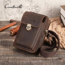 Marsupio da uomo di alta qualità borsa da viaggio Vintage in vera pelle con porta carte di credito con cerniera per borsa a tracolla maschile