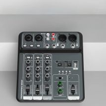 4 Channel Audio Mixer 48V Phantom Power USB Studio Sound Mixers Bluetooth DJ Console Mixing for Karaok