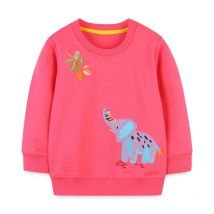 Little maven 2024 Baby Girls Pink Sweatshirt Cotton with Elephant Lovely Girls Kids New Fashion Tops