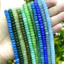Natural Stone Rondelle 5x8MM Emerald Amethyst Aquamarine Tourmaline Chalcedony Spacer Bead for Jewelry Make Diy Bracelets Charms