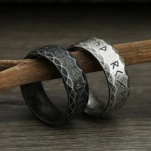 Vintage Vikings Rune Ring for Men Women 316L Stainless Steel Fashion Nordic Amulet Rings Simple Amulet Jewelry Gift Dropshipping