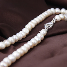 8MM White/Pink/Purple Natural Pearl 925 Silver 16/18/20 Inch Necklace Chain For Women Wedding Jewelry