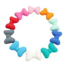 Chenkai 10PCS Bowknot Silicon Beads BPA Free Cute Silicone Pacifier For Infant DIY Baby Chewable Teething Making Jewelry Gift