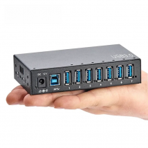 Sipolar Metal 7-Port Industrial-Grade 36W Powered USB 3.0 Super Speed Multiple Charger Hub With DIN Rail Mountable Bracket